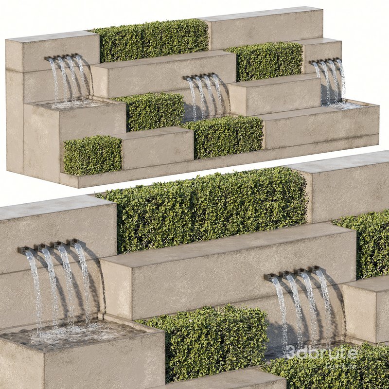 Waterfall fountains and plant cascade 26 3d model Buy Download 3dbrute