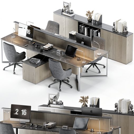 Employee Set Office Furniture 05 3d model Buy Download 3dbrute