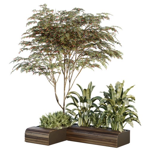 HQ Urban environment set of green plant benches 19