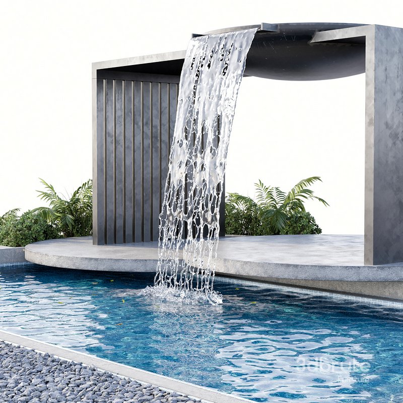 Backyard Pool and Landscape with Pool 15 3d model Buy Download 3dbrute