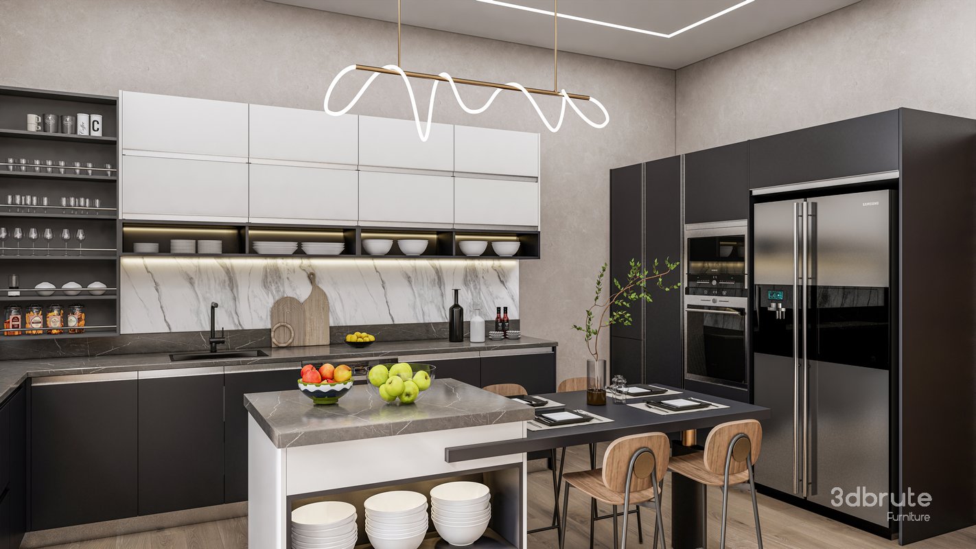 Kitchen Advanced Modeling scene 3d model Buy Download 3dbrute