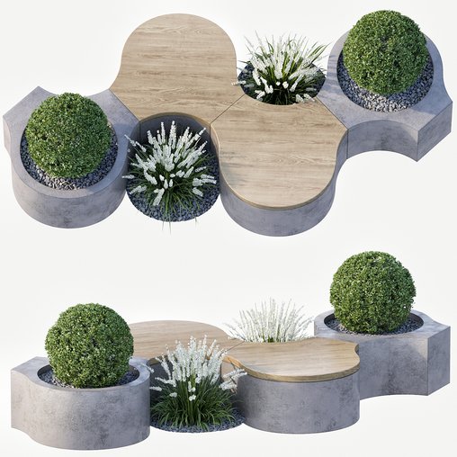 Bench with Plants – Urban Furniture 02