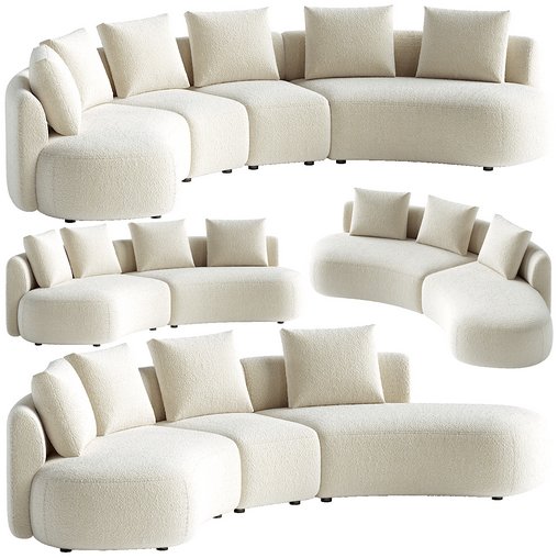 Pebble Boucle Curved Modular Sofa