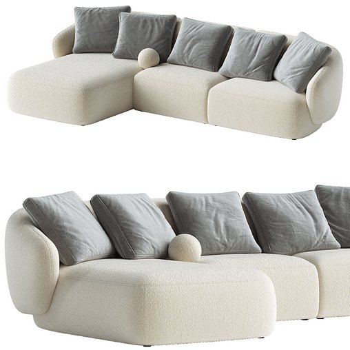 Auburn Performance Fabric Chaise Sectional Sofa 3d model Download  Buy 3dbrute