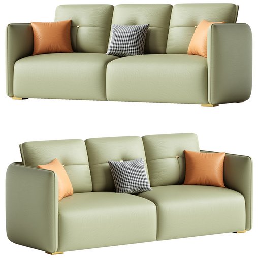 Modern Green Tech Cloth Upholstered Sraight-back Sofa 210 cm 3d model Download  Buy 3dbrute