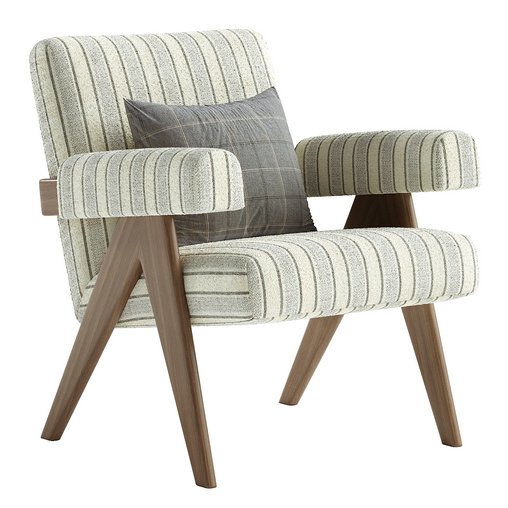 Boro Stripe Ashton Upholstered Teak Accent Chair