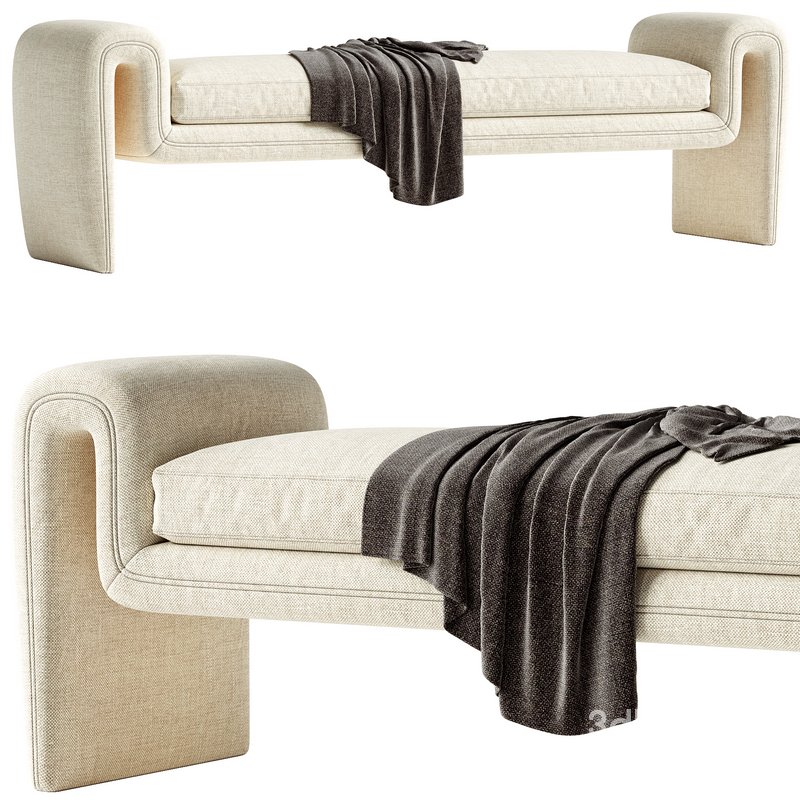 Cream curly curved bench Eichholtz Tondo L