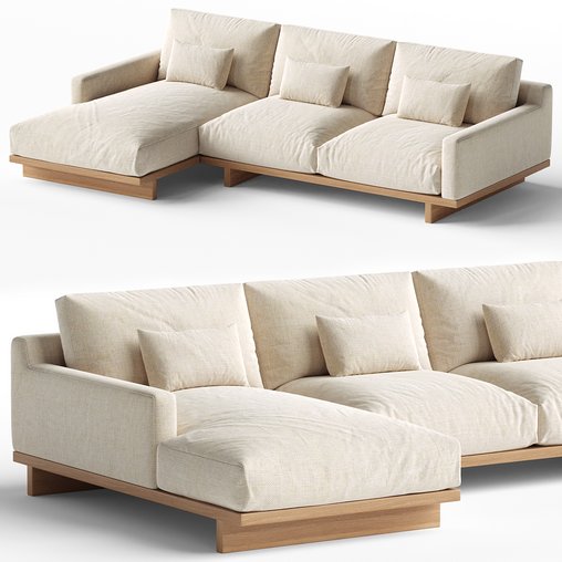 Mori Performance Fabric Chaise Sectional Sofa 3d model Download  Buy 3dbrute