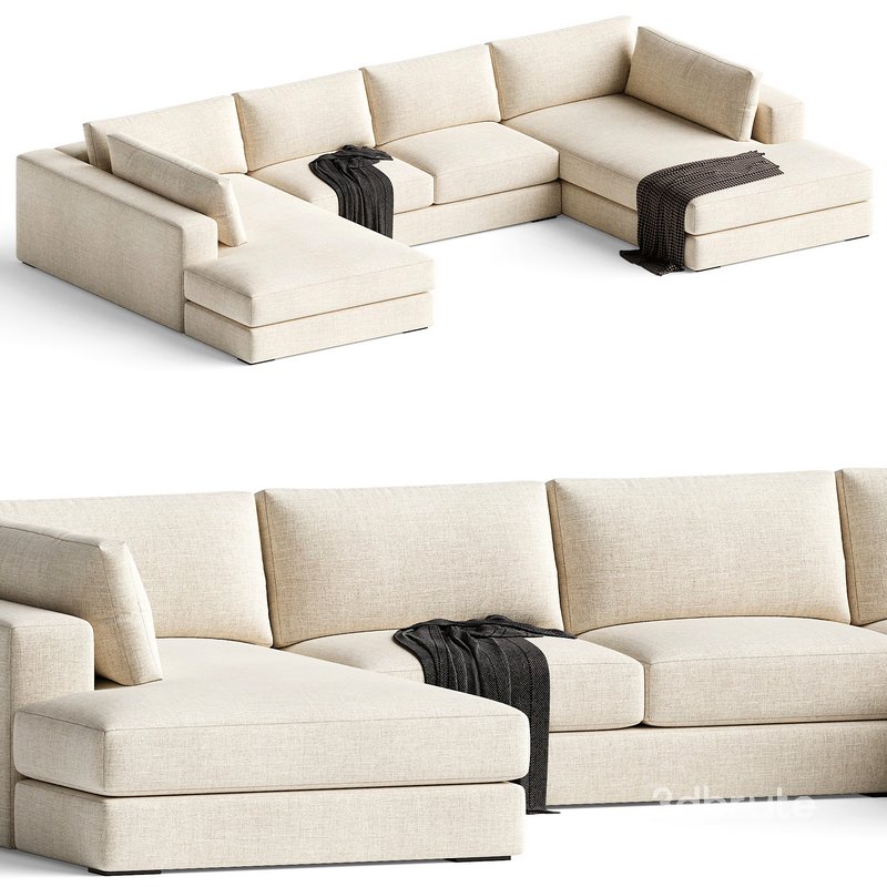 Oceanside 3-Piece Double Bumper Sectional Sofa