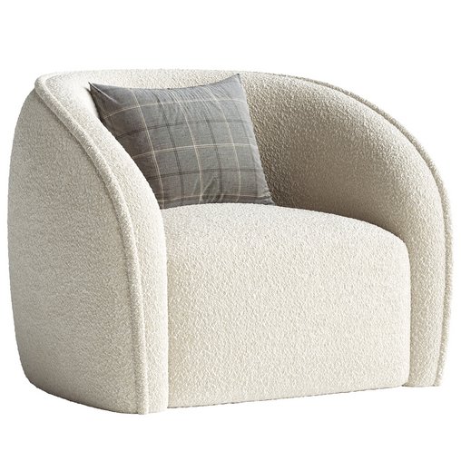 White Boucl  Upholstered Armchair – Seral