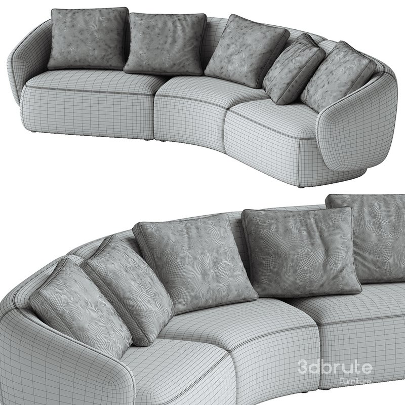 Auburn Performance Fabric Curve Sofa 3d model Buy Download 3dbrute