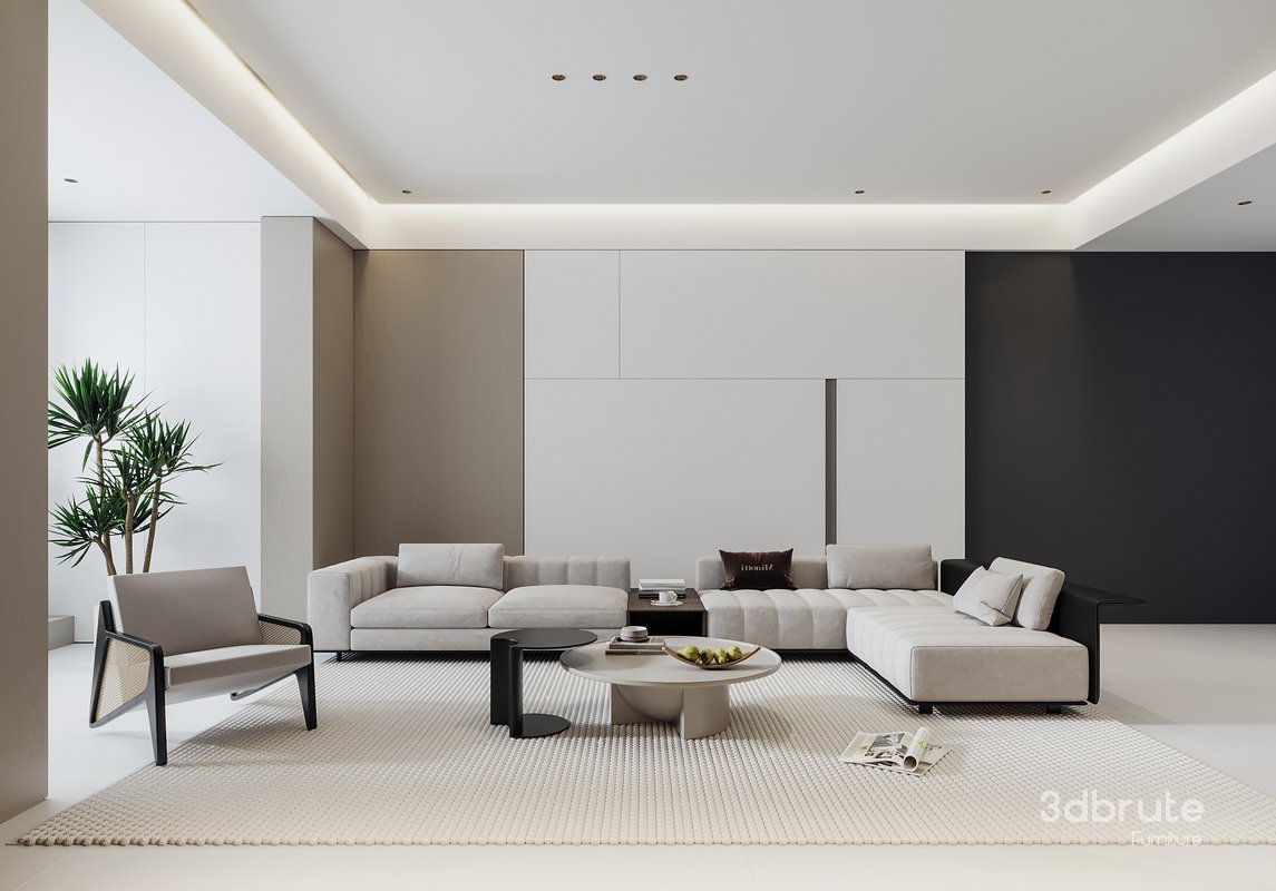 Modern living room 3d model Buy Download 3dbrute