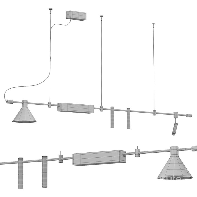 Horizontal Linear LED Pendant Lamp 3d model Buy Download 3dbrute