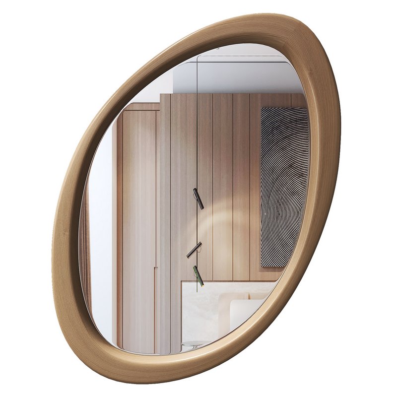 Asymmetrical Wooden Frame Mirror