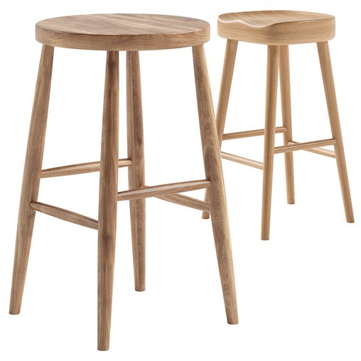 Mengwi Mango Wood Bar Stool & Weathered Oak Stool