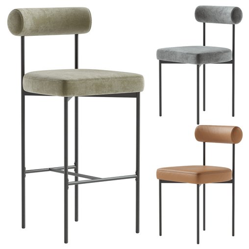 Metal Counter Bar Stool & Metal Dining Chair