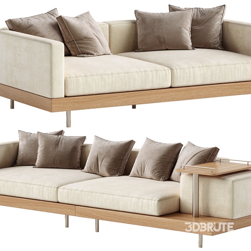 Japandi XXL Wooden Sofa 01 3d model Buy Download 3dbrute