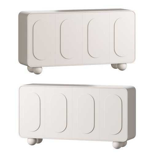 White Solid and Manufactured Wood Sideboard Credenza