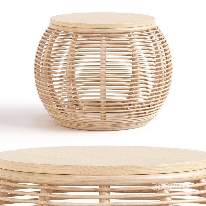 Boho Natural Round Patio Rattan Coffee Table