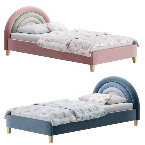 Rainbow Kids Velvet Finish Bed