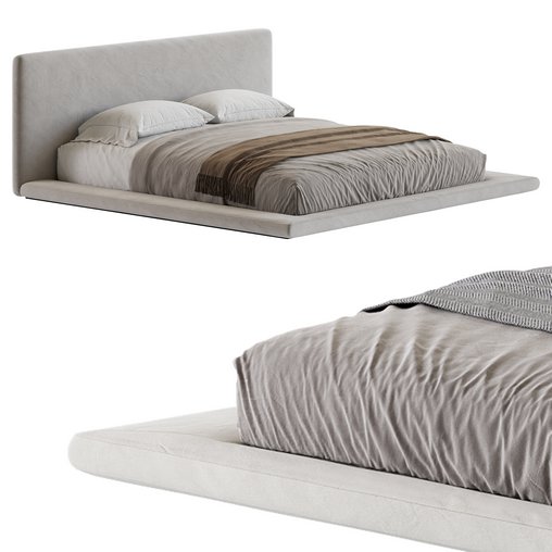 Cesar Suede Fabric Contemporary Minimalist Bed