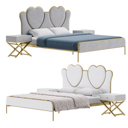 Glam Upholstered Headboard Bed