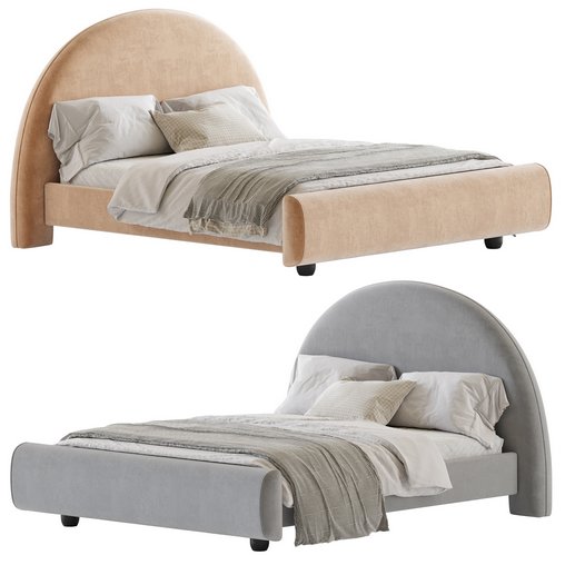 Desirae Flannelette Round Shaped Headboard Bed Frame King