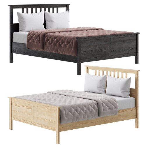 HEMNES Bed frame dark gray stained