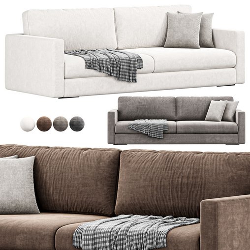 Magnum 3 Seater Fabric Sofa By Flexform 3d model Download  Buy 3dbrute