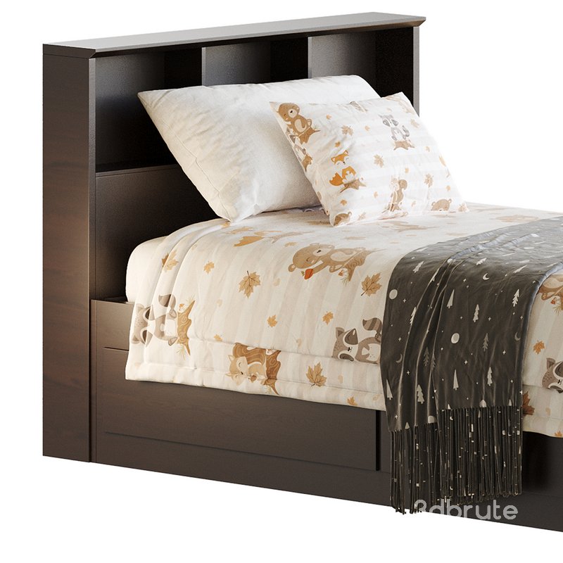 Mainstays Mates Storage Bed with Bookcase Headboard 3d model Buy
