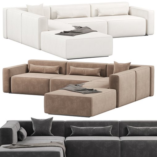 Mix Modular 5 Piece Sectional Sofa 3d model Download  Buy 3dbrute