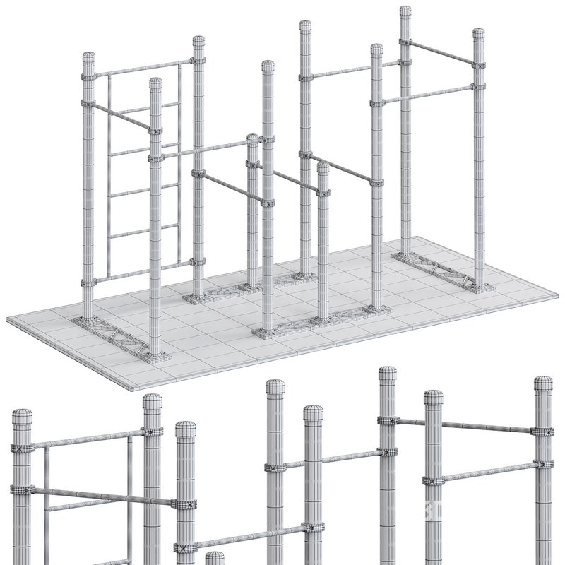 Swedish wall 5 horizontal bars and double bars Inuvik by Kenguru 3d ...