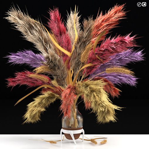 Vase of color pampas grass and Wheat