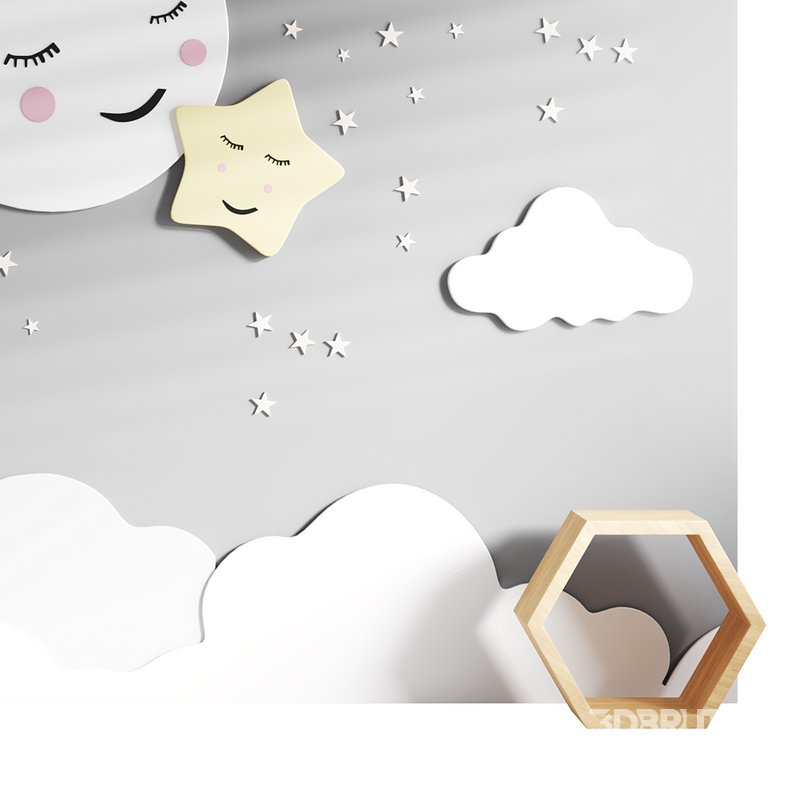 Decorative wall panel for children 02 3d model Buy Download 3dbrute