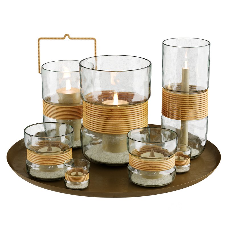 Glass Hurricane with Wood Base main image 1