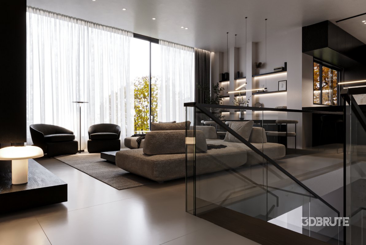 MODERN / MINIMAL LIVINGROOM 3d model Buy Download 3dbrute