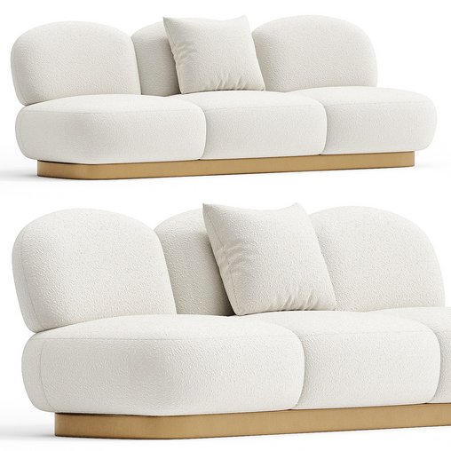 Eichholtz Boucle Cream 3 Seater Sofa 3d model Download  Buy 3dbrute