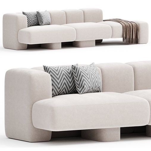 CUSCO 3 seater sofa By Carpanese 3d model Download  Buy 3dbrute