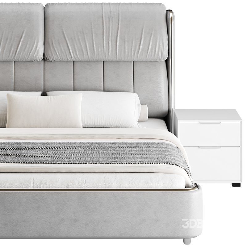 Elegant White Pine Wood Panel Bed - Download -3d Models Free -3dbrute