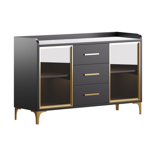 Modern Glass Door Wood Sideboard 3