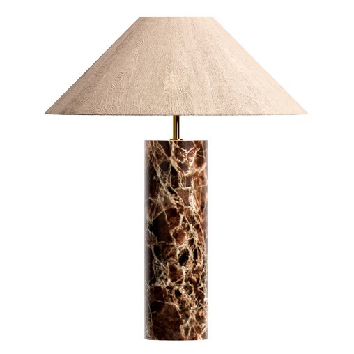 Morola 1 light large brown marble cylinder table lamp