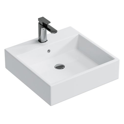 Wall-mounted or countertop washbasin BS6050 – high-gloss white cast marble