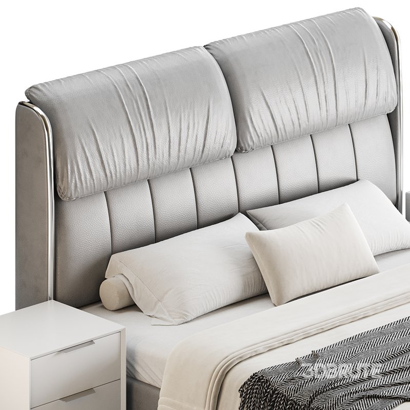 Elegant White Pine Wood Panel Bed - Download -3d Models Free -3dbrute