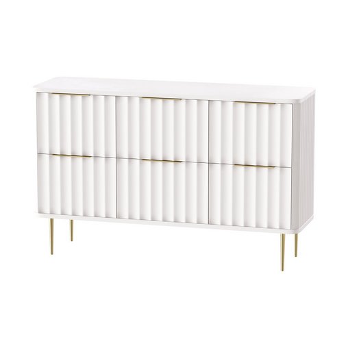 White Bedroom Dresser for Storage in Gold