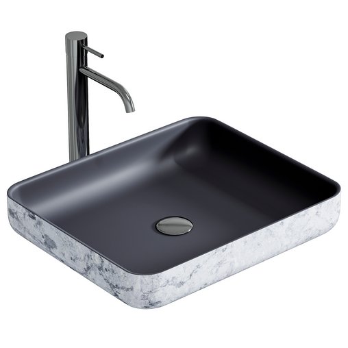 Countertop Washbasin NT2524 of mineral cast Pure acrylic – Matt Concrete Effect