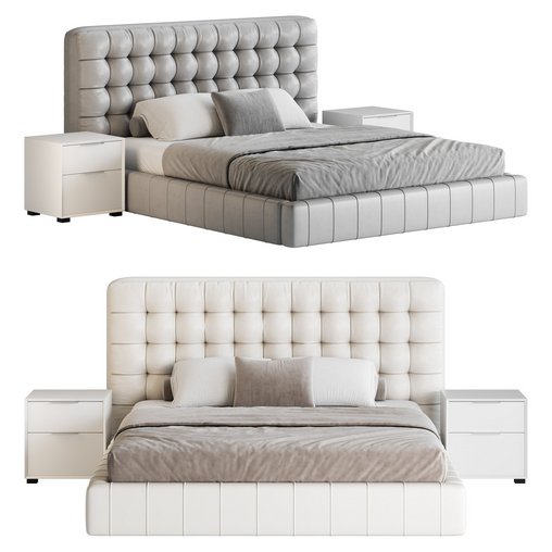 White Upholstered Panel Bed