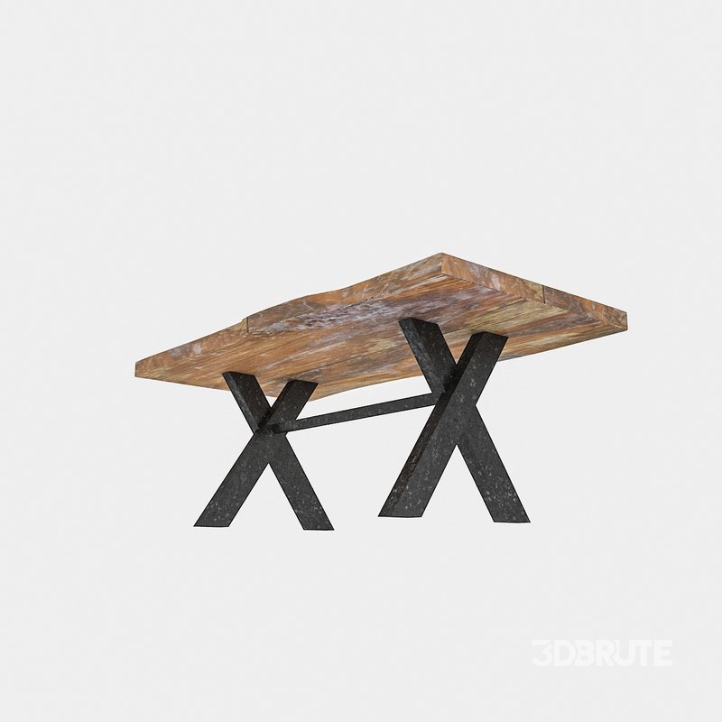 3D 3D natural wood table model 03 model model