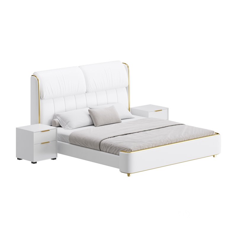 Elegant White Pine Wood Panel Bed - Download -3d Models Free -3dbrute