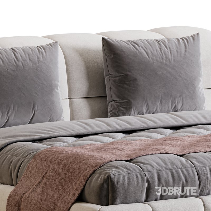 White Upholstered Wood Modern Headboard Bed 3d model Buy Download 3dbrute