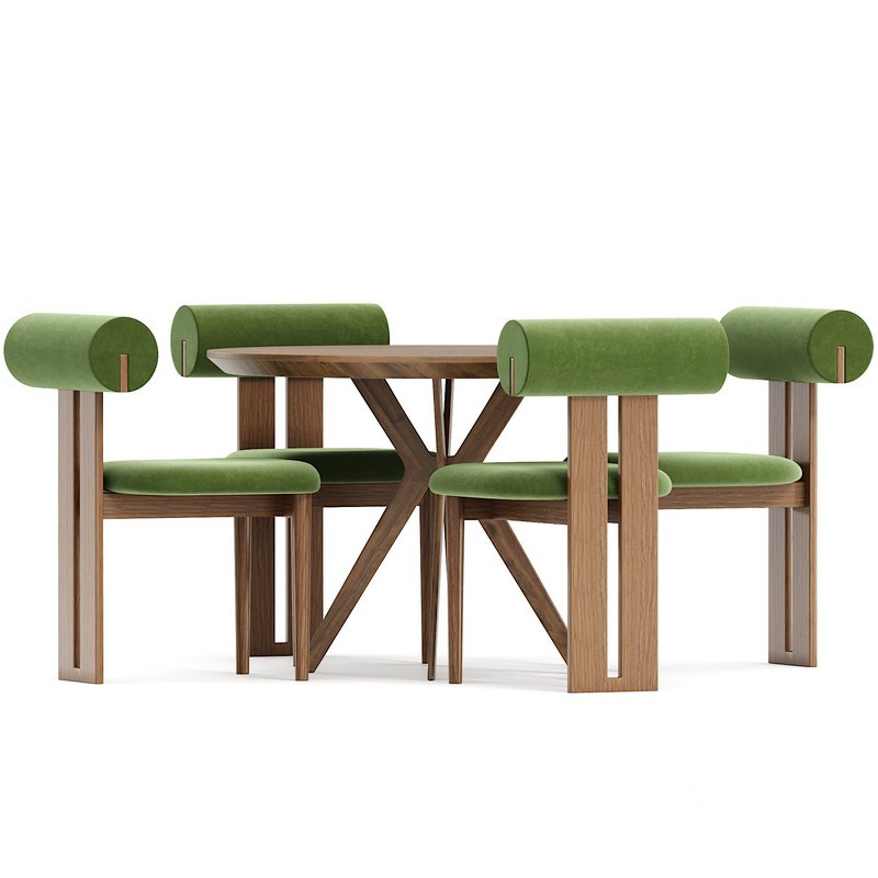 Hippo chair and Table walnut 3d model Buy Download 3dbrute